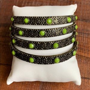 Set of 4 Bangle Bracelets Lime Green